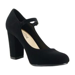 City Classified Comfort Black Mary Jane Block Heel Pumps Round Toe Womens 9